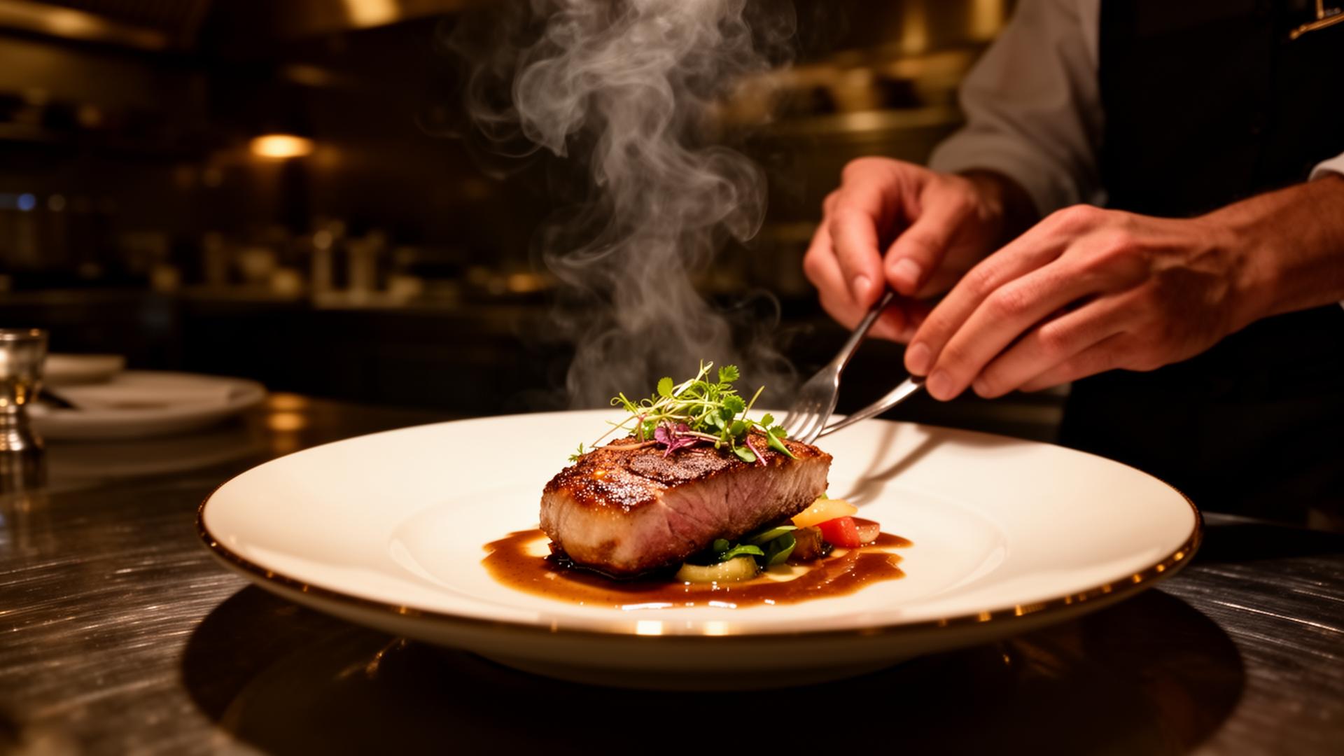 Chef finishing a premium dish