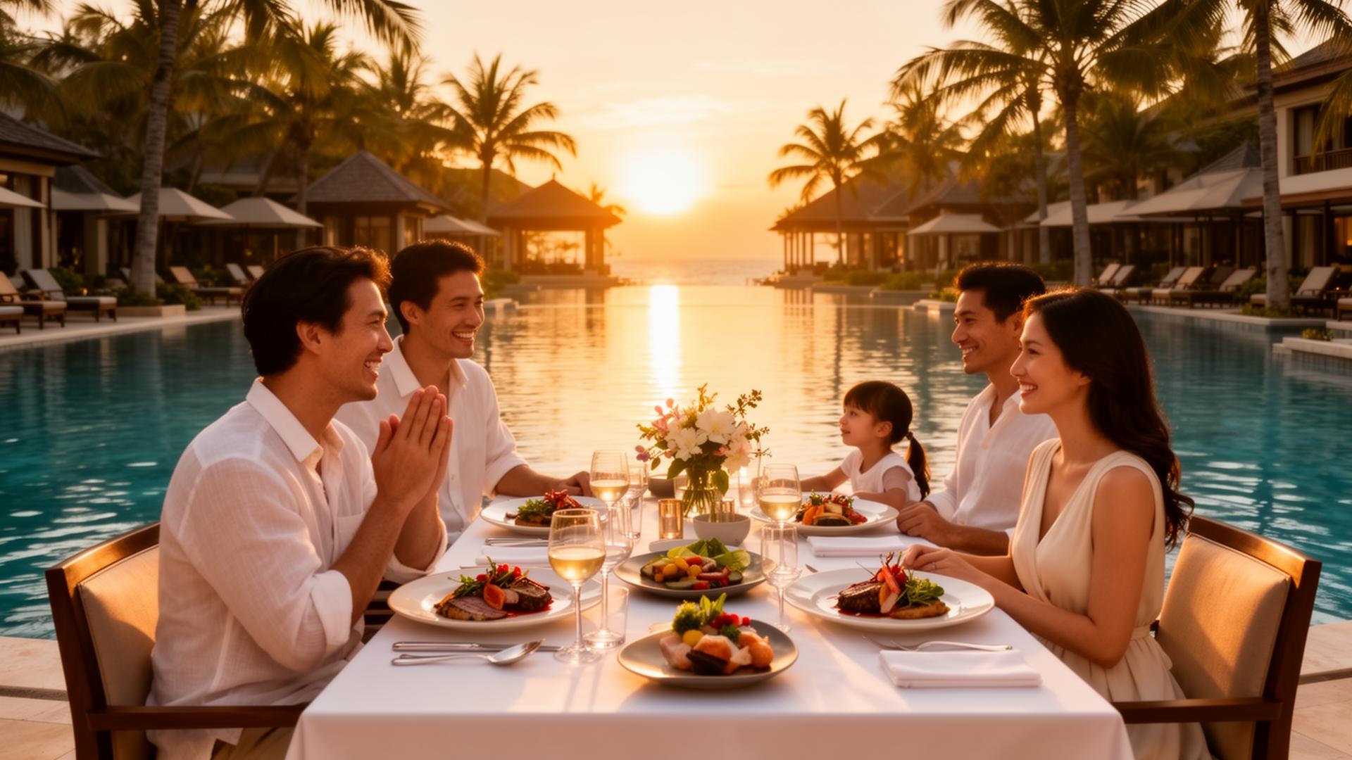 Guests enjoying dining at a luxury resort